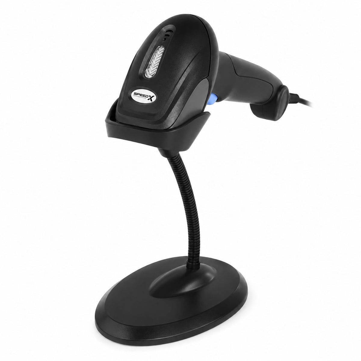Speed-X SP-8600 2D Wired CMOS Handheld Barcode Scanner with Stand – QR Code Reader