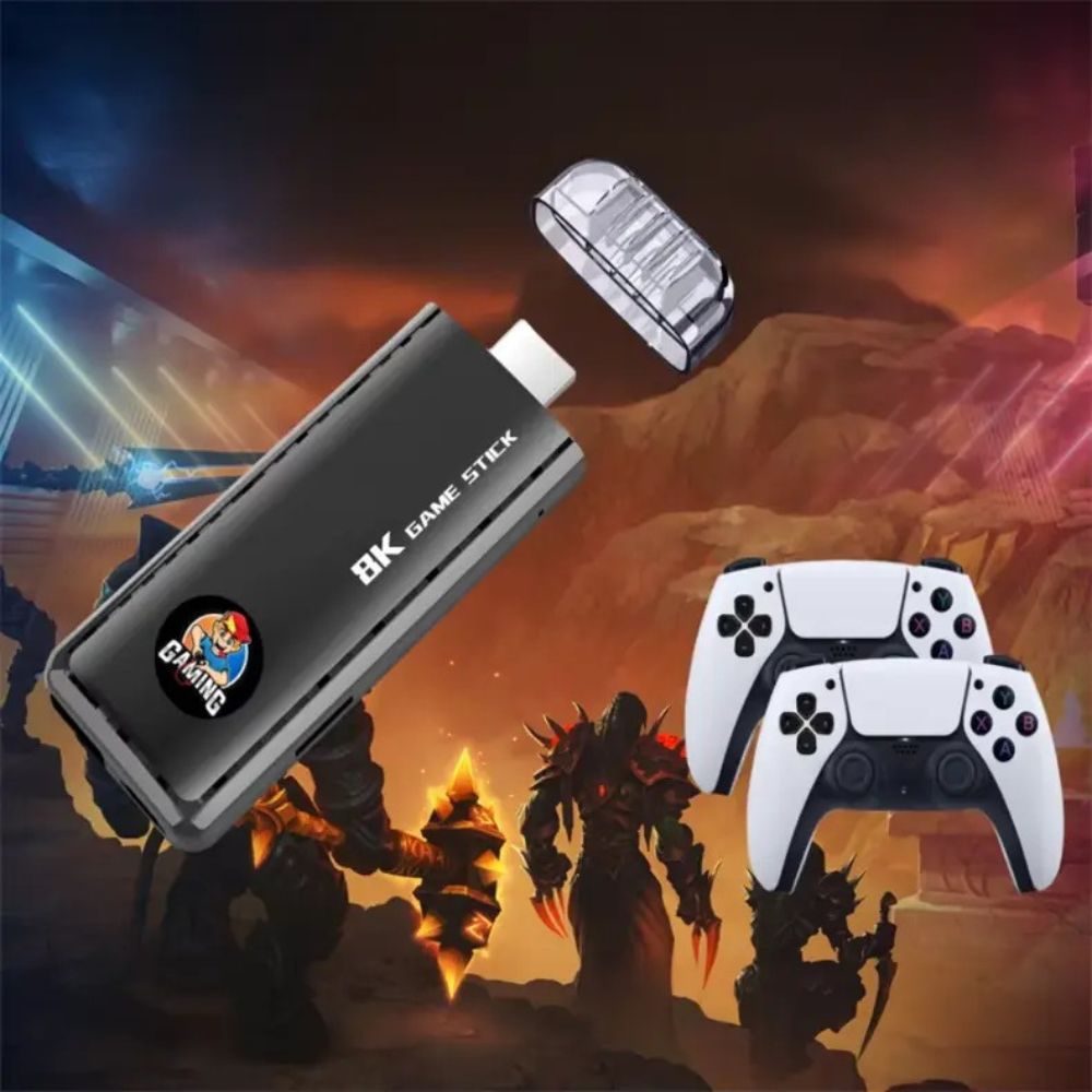 X6 64GB 8K HD Retro Game Stick with 40,000+ Games & 2.4G Wireless Controllers