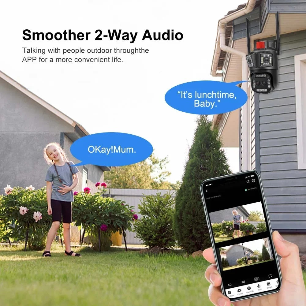 3-Lens 6MP WiFi Outdoor Security Camera – Color Night Vision with V380 Pro App