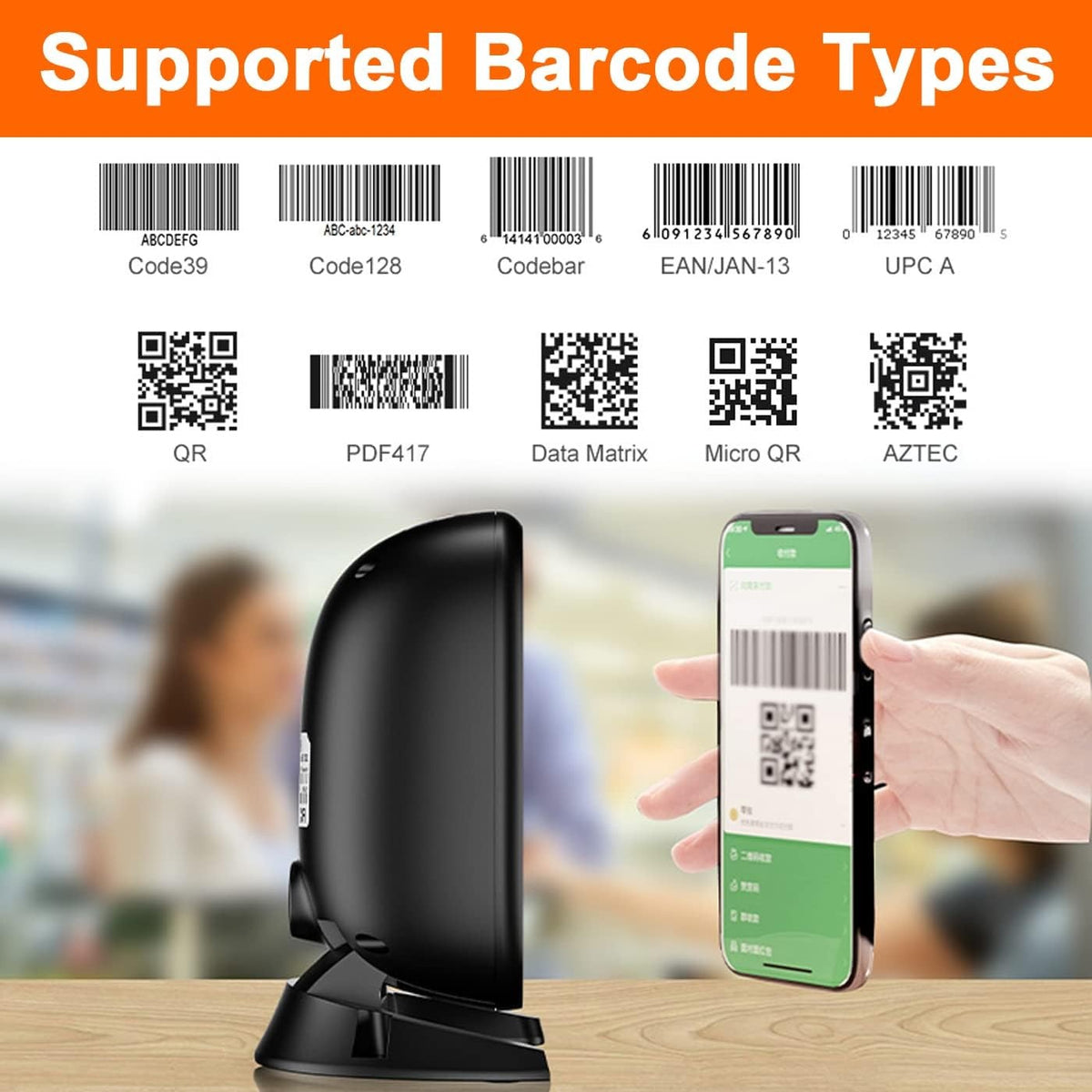 Speed-X SX-BS9650 2D Desktop Barcode Scanner – QR Code & Barcode Reader