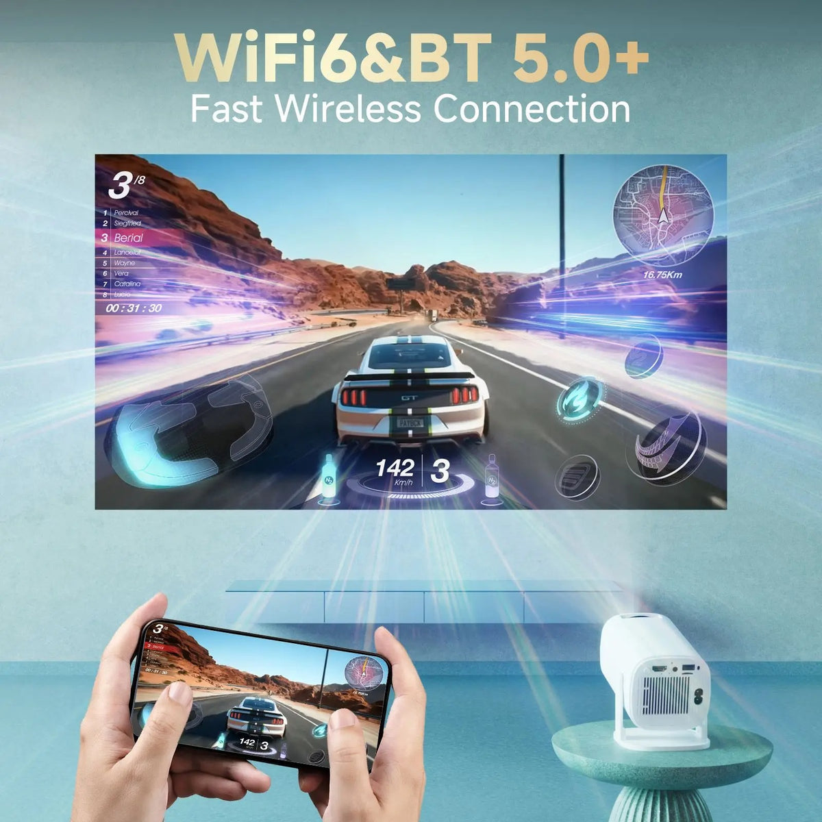 Smart Projector P30 Pro 1080P 180 ANSI Mini 4K Android 14.0