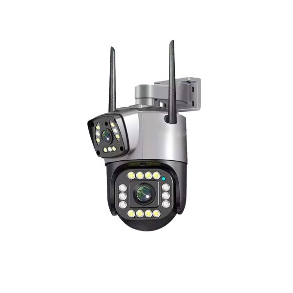 2-Lens 4MP WiFi Outdoor Security Camera – Color Night Vision with V380 Pro App