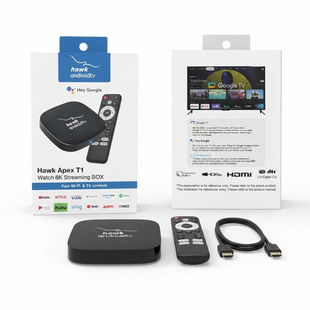 Hawk Apex T1 Android 16 2GB RAM 8GB/16GB ROM with Voice Remote – Smart 4K TV Box
