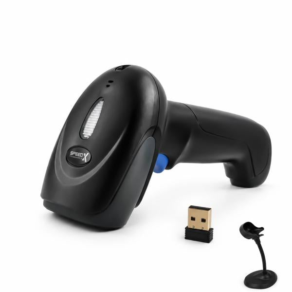Speed-X 8700 2D Wireless 2.4GHz Barcode Scanner with Stand & Receiver – QR Code Reader