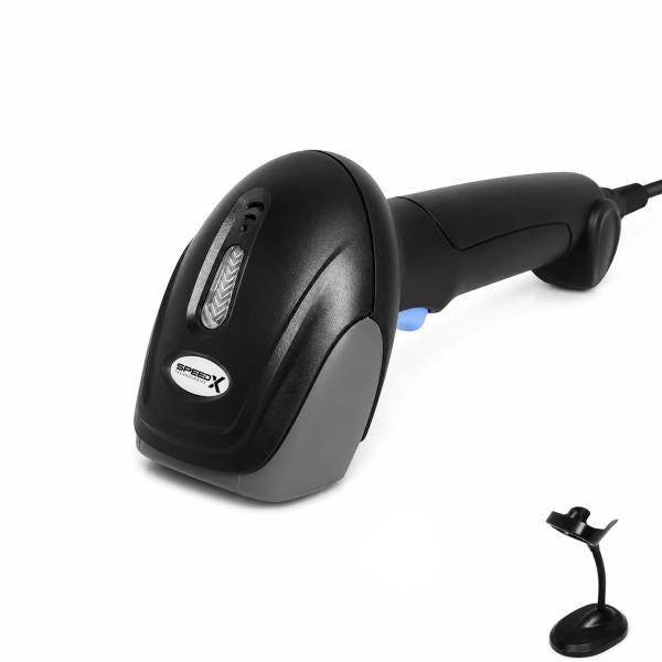 Speed-X SP-8600 2D Wired CMOS Handheld Barcode Scanner with Stand – QR Code Reader