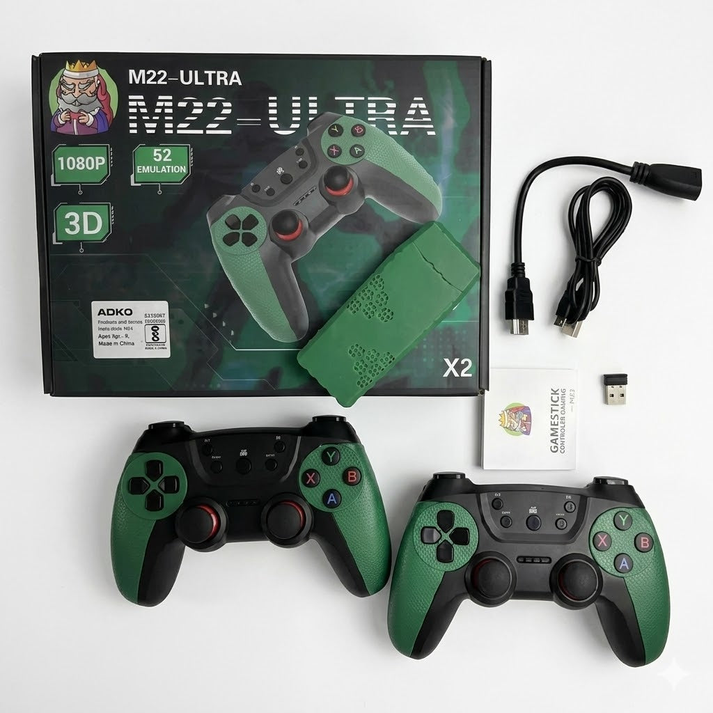 M22 Ultra Retro Game Console – Wireless Controller Gamepad with 52 Emulators & 30,000+ Games